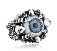 ZMY Home Men's Fashion Jewelry Stainless Steel Rings, Punk Demon Evil Ice Skull Rings for Men, Metal, No Gemstone