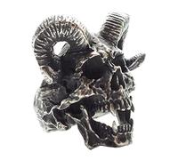 ZMY Home Stainless Steel Skull Ring Mens Punk Band Jewellery Big Biker Ultimate Goat Horned Demon Ring for Gift (12)
