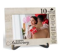 Zmyollo 10 Years Anniversary Picture Frame, 10 Years Anniversary, 120 Months of Love - Wooden Tabletop Photo Frame With Stand, 10th Wedding Marriage Anniversary Idea For Husband Wife, A13