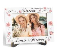 Zmyollo Sisters Picture Frame, The Love Between Sisters Lasts Forever - Wooden Tabletop Photo Frame With Stand, Birthday Graduation Christmas Gifts For Bestie Soul Sister BFF Friend, B02