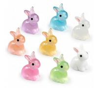ZMYueda 40 Pcs Easter Mini Luminous Resin Bunny, Easter Mini Resin Bunny, Easter Decoration, Mini Rabbits for Garden Landscape, DIY Easter Egg Fillers Party Favors