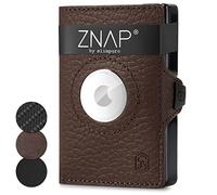 Znap Airtag Wallet | Airtag Wallet for Men | Small Wallet with RFID Blocking & Leather I Card Case Airtag Wallet | Smart Wallet, Dark Brown