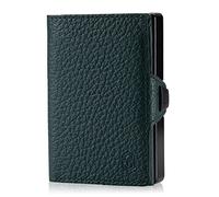 ZNAP Credit Card Holder Wallet - Aluminium Wallet with Coin Case - RFID Blocking - Slim Card Wallet Men - Card Holders Men and Women - RFID Card Holder, 12-Cards, Dark Green Grained