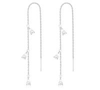 ZNBOH Gold Silver Dangle Earrings for Women Trendy 14K Gold Plated Drop Long Threader Chain Dangling Earring Hypoallergenic Pearl Butterfly Flower Clover CZ Wedding Earrings for Brides Jewelry Gifts