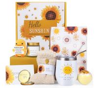 ZNCRSISTY Birthday Gifts for Women Personalized Mothers Day Gifts - 9 Pcs Sunflower Gift Baskets for Women with Cute Positive Duck, Happy Birthday Gift for Mom Sister Wife Teen Best Friend Coworker