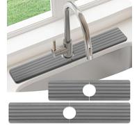 ZNCZHZN Faucet Mat For Kitchen Sink, 15.8" & 23.6" 2-Pack Diatomite Kitchen Sink Splash Guard, Faucet Guard & Draining Mat - A Real Solution to Keep Your Sink Dry All The Time (Gray)