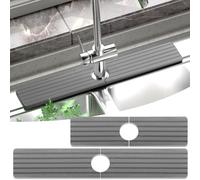 ZNCZHZN Faucet Mat For Kitchen Sink, 15.8" & 23.6" 2-Pack Diatomite Kitchen Sink Splash Guard, Faucet Guard & Draining Mat - A Real Solution to Keep Your Sink Dry All The Time (Gray)