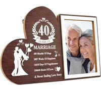 ZNDFTW 50th Anniversary Golden Wedding Gift, Heart-Shaped Photo Frame, 4" x 6" Size, Wooden Finish