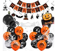 ZNDFTW Halloween Decorations, Halloween Party Decorations 41pcs Halloween Balloons Kit with 3D Bats, Spider Web, Scary Cloth and Happy Halloween Banner, Indoor Halloween Decor Set for Kids and Adults