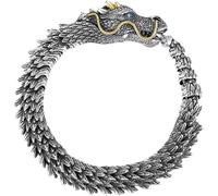 ZNDIJE Silver Dragon Bracelet for Men, Domineering Handmade Retro Silver 3D Dragon Bracelet, Personalized Creative Dragon Jewelry, Men Jewelry Gift(7.87inch)