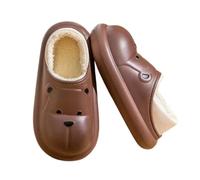 ZNEL Animal Cotton Bear Head EVA Bathroom Slippers with Cozy Lining- Cartoon Plush Indoor/Outdoor Home Shoes Anti-Slip Thick Sole(38/39 EU, Brown)