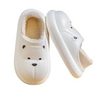 ZNEL Animal Cotton Bear Head EVA Bathroom Slippers with Cozy Lining- Cartoon Plush Indoor/Outdoor Home Shoes Anti-Slip Thick Sole(38/39 EU, White)