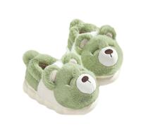 ZNEL Animal Plush Fuzzy House Slippers Memory Foam Funny Cute Fluffy Furry Thick Sole Shoes for Women and Men Indoor Outdoor(36/37 EU, B-Green)