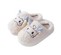 ZNEL Animal Shape Slippers for Women - Cute Sheep Cozy Non Slip and Warm External Wear Fuzzy Plush Soft Thick Sole Home Cotton Indoor Shoes(40/41 EU, Offwhite)