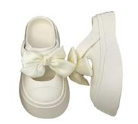 ZNEL Bow Knot Slippers for Women, Pillow House Shower Shoes Indoor Slides Bathroom Sandals, Ultimate Comfort, 3cm Thick Sole, Non-slip, Easy to Clean(35/36 EU, White)