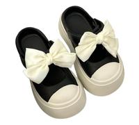 ZNEL Bow Knot Slippers for Women, Pillow House Shower Shoes Indoor Slides Bathroom Sandals, Ultimate Comfort, 3cm Thick Sole, Non-slip, Easy to Clean(37/38 EU, Black)
