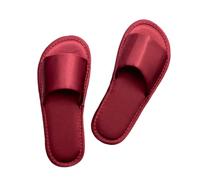 ZNEL Bow Tie Satin Open Toe Slippers for Women Men Quilting Silk Lined Flat Slide Non-slip Sole Elegant House Shoes Sandals Indoor Outdoor(40/41 EU, Red-Style2)