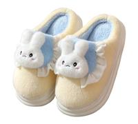 ZNEL Bunny Slippers for Women Fuzzy Cute Animal Fuzzy Memory Foam Cotton Anti-Skid Thick Rubber Sole Rabbit Head Home Shoes Indoor Outdoor(36/37 EU, Yellow)