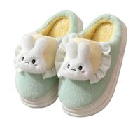 ZNEL Bunny Slippers for Women Fuzzy Cute Animal Fuzzy Memory Foam Cotton Anti-Skid Thick Rubber Sole Rabbit Head Home Shoes Indoor Outdoor(40/41 EU, Green)