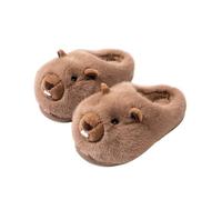 ZNEL Capybara Animal Slippers for Women, Cute Adult Fluffy Winter Cartoon Home Shoes with Memory Foam, Fuzzy Plush Bedroom Slides, Warm Soft Pvc Sole(38/39 EU, Light Brown)
