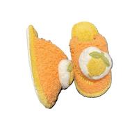 ZNEL Cómodas Pantuflas De Frutas Para Mujer Zapatos De Felpa Suela Antideslizante Fáciles De Poner Suaves Y Cálidas Zapatillas De Casa Regalos(38/39 EU, Lemon)