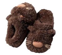 ZNEL Cute Cat Fuzzy Slippers Fluffy Animal Plush Warm Winter Wear Home Cozy Furry Soft Stuff Indoor Shoes with Thickened Non-Slip Soles(40/41 EU, A -Coffee)