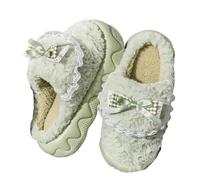 ZNEL Cute Cat Fuzzy Slippers Fluffy Animal Plush Warm Winter Wear Home Cozy Furry Soft Stuff Indoor Shoes with Thickened Non-Slip Soles(38/39 EU, B -Green)