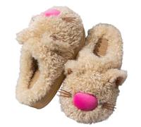 ZNEL Cute Cat Fuzzy Slippers Fluffy Animal Plush Warm Winter Wear Home Cozy Furry Soft Stuff Indoor Shoes with Thickened Non-Slip Soles(40/41 EU, A -Khaki)