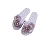 ZNEL Flat Slippers Satin Elegant Pure Color Bridal Flips Hand Sewn Quilting Comfortable Bridesmaids Hotel Slides Gifts for Wedding Home Flops(37/38 EU, Floral)