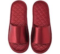 ZNEL Fluffy Feathers Flat Slippers Satin Sandal Bridal Flips Flops Hand Sewn Quilting Comfortable Memory Foam Slides Wedding House Shoes(40/41 EU, Red-Men)