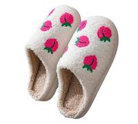 ZNEL Fruit Print Pattern Slippers Retro Soft Plush Cozy House Shoes Slip-On Memory Foam Fluffy Indoor Outdoor Slipper for Women and Men(44/45 EU, Peaches)