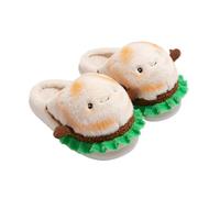 ZNEL Funny Food Shape Plush Slippers for Women Men Novelty Cute Fuzzy House Slides Warm Shoes Thick Sole Sandals Indoor Outdoor(42/43 EU, Steamed Buns)