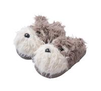 ZNEL Fuzzy Animal Terrier Dog Slippers for Women Memory Foam Soft Plush Fluffy Cute Cozy Slip on Home Shoes Indoor and Outdoor(38/39 EU, Gray)