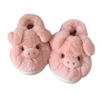 ZNEL Pink Piggy Slippers for Adults,Girls,Women,Men, Ladies Cute Animal Furry Stuffed House Shoes Funny Gift(40-41, Fat)