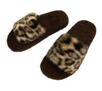ZNEL Slippers with Memory Foam Leopard Print Cheetah Plush Cozy Sandals Indoor/Outdoor Soft Slip on Slides Gifts for Women Mom Her Ladies(40/41 EU, Khaki)