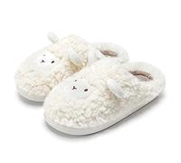 ZNEL Unisex- Men and Women Cartoon Cute and Cozy Soft Fluffy Plush Sheep Slippers Indoor/Outdoor House Shoes Comfortable & Lightweight,White,40~41