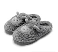 ZNEL Unisex- Men and Women Cartoon Cute and Cozy Soft Fluffy Plush Sheep Slippers Indoor/Outdoor House Shoes Comfortable & Lightweight,Gray,44~45