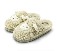 ZNEL Unisex- Men and Women Cartoon Cute and Cozy Soft Fluffy Plush Sheep Slippers Indoor/Outdoor House Shoes Comfortable & Lightweight,Green,40~41