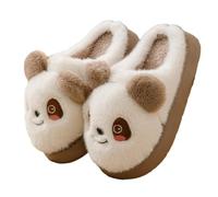 ZNEL Womens Animal Panda Slippers Cute Soft Plush House Shoes Fluffy Warm Slide - Rubber Anti Slip Home & Outdoor Cartoon Gifts for Birthday Christmas(40/41 EU, Khaki)