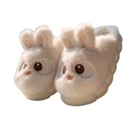 ZNEL Women's Bunny Slippers Cute Animal Fuzzy Memory Foam Cotton Anti-Skid Thick Rubber Sole Rabbit Head Home Shoes Indoor Outdoor(38/39 EU, White)