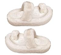 ZNEL Women's Cozy Fluffy Furry Memory Foam Thong Flip Flops House Indoor Slippers Plush Lining Anti-Skid 4cm Thick Sole Slide Shoes(36 EU, White)