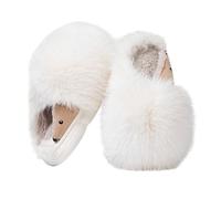ZNEL Women's Fluffy Pom Pom Feather Animal Hedgehog Slipper Memory Foam Cozy Ladies Fuzzy Fur Lined House Shoes Non-Slip 3cm Thick Sole(38/39 EU, White)