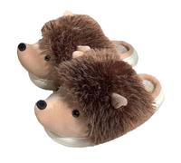 ZNEL Women's Fox Hedgehog Slippers Cute Wild Animal Fuzzy Plush Funny 3.5cm Thick Sole Soft Winter Warm House Shoes for Indoor/Outdoor(36/37 EU, Brown)