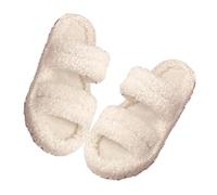 ZNEL Womens Fuzzy Slippers Open Toe Cross & Double Band Cozy House Shoes 3.5cm Thick Sole Fluffy Furry Soft Plush Ladies Slide Indoor Outdoor(40/41 EU, White-Style2)