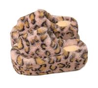 ZNEL Women's Leopard Print Cross & Double Band Slippers, Soft Plush Fleece Non Slip Open Toe 4cm Thick Sole Shoes House Indoor Outdoor(40/41 EU, F)