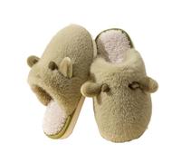 ZNEL Women's Men's Fuzzy Slippers Cute Cat Deer Ears Shape Soft Cozy Warm Anti-Slip Soles Indoor Fluffy Home Shoes for Christmas(36/37 EU, Green)