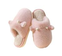 ZNEL Women's Men's Fuzzy Slippers Cute Cat Deer Ears Shape Soft Cozy Warm Anti-Slip Soles Indoor Fluffy Home Shoes for Christmas(40/41 EU, Pink)