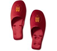 ZNEL Women's Men's Gold Pattern Printed Satin Closed-Toe House Slippers Comfortable Silk Bottom Non-slip Slides Lightweight Shoes(42/43 EU, Words)