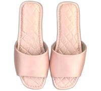 ZNEL Women's Men's Open Toe Pure Color Satin Slippers Non Slip Bridal Flips Wedding Home Flops Hand Sewn Quilting Flat Slide Home Shoes(38/39 EU, Pink)