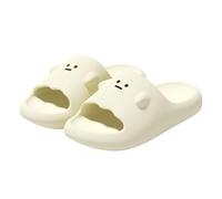 ZNEL Women's & Men's Spooky Ghost Fried Egg Shape Beach Sandals Pool Slides House Slippers Non-slip Thick Sole Indoor Bathroom Shoes(36/37 EU, White)